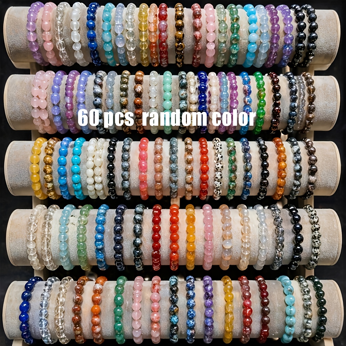 Image of 60-pcs Random Color Bohemian Style Handmade Beaded Bracelet Set, Bright Colors, Fashionable And Elegant For Women, With Any Daily Outfit