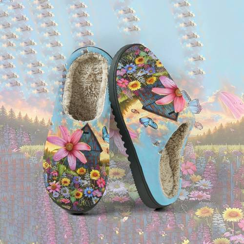 item picture 1 pair womens home slippers in the print slides soft and comfortable plush indoor slippers lightweight warm silent home slippers unisex for men and women indoor and outdoor use women shoes