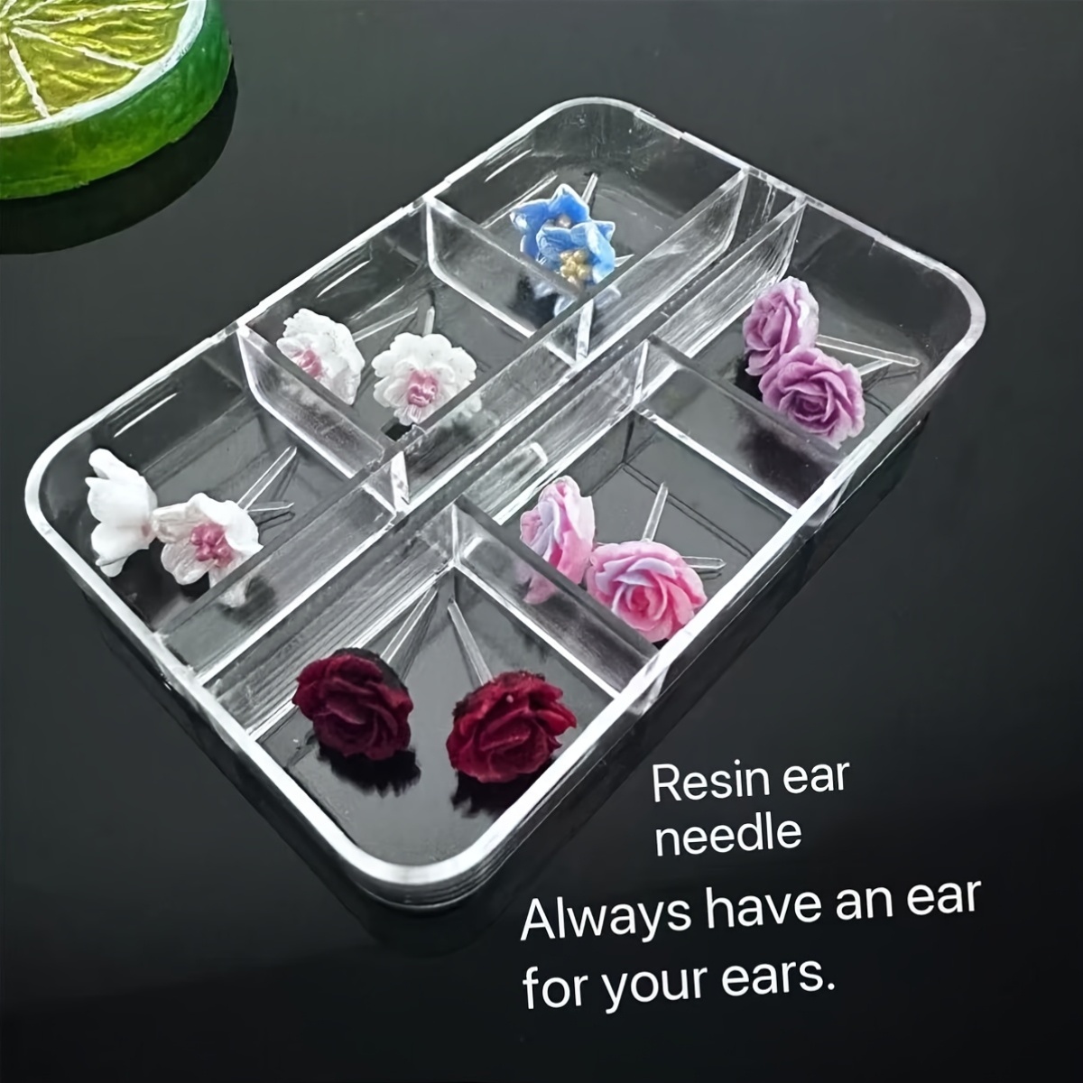 12pcs Resin Stud Earrings Set with Exquisite Ear Jewelry Box