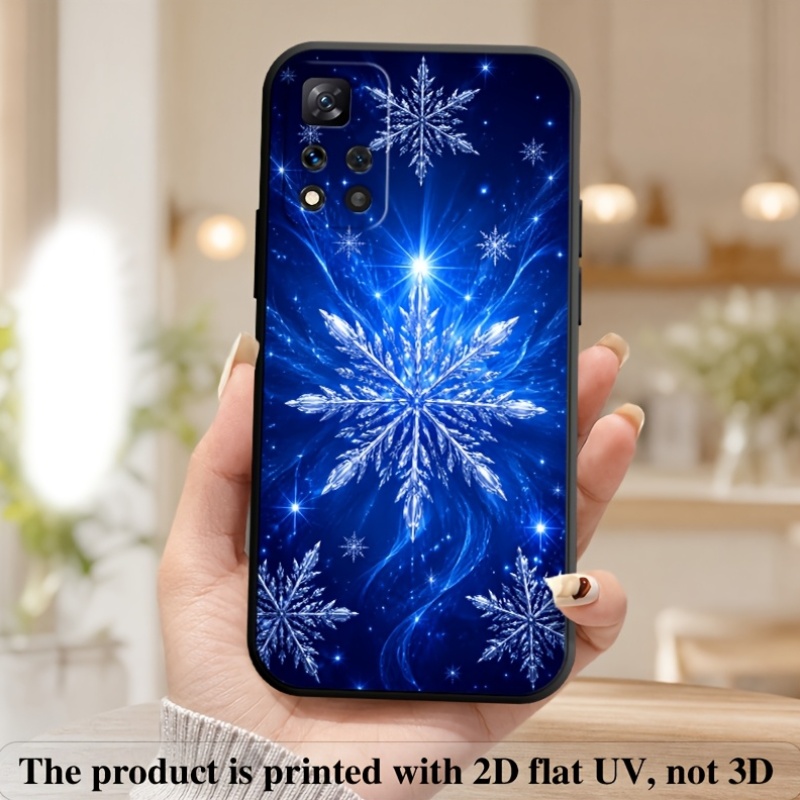 휴대폰 케이스 - xiaomi redmi note 14 13 pro+ 14c 13c 12c 12s 11s 10s 14 13 12 11 10 9 pro redmi 10a 10c 9a 9t 9c 13 12 10 9 용 2d 플랫 무광 소프트 폰 케이스 - 블루 스노우플레이크 패턴