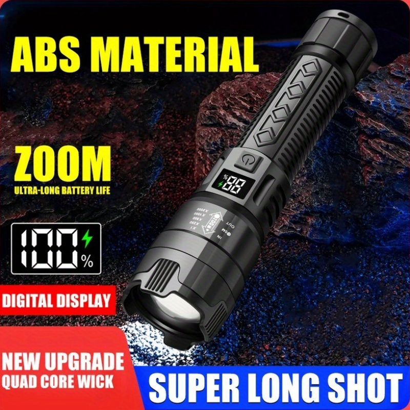High-Capacity Rechargeable LED Flashlight with Tactical Zoom, Featuring a 1200Mah Built-In Battery, Ideal for Outdoor Emergencies, Fishing, And Camping.