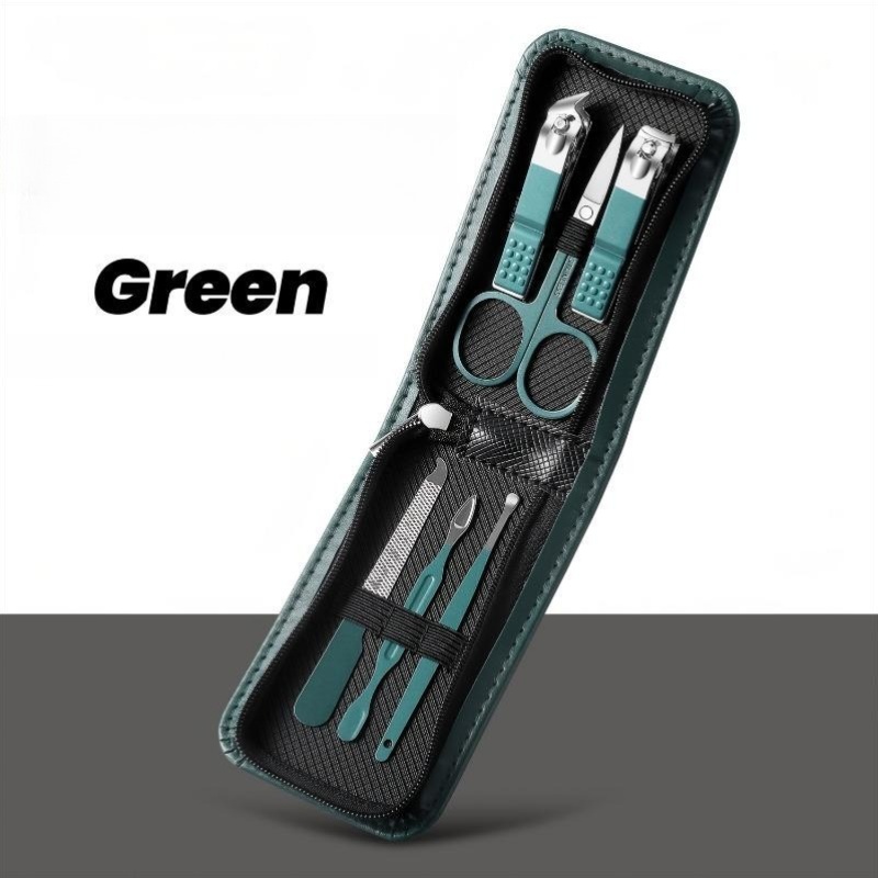 TEMU 6pcs Professional Manicure And Pedicure Set - Stainless Steel Nail Clippers, Scissors, Ear Scoop, Includes Storage Pouch, Suitable For Men,