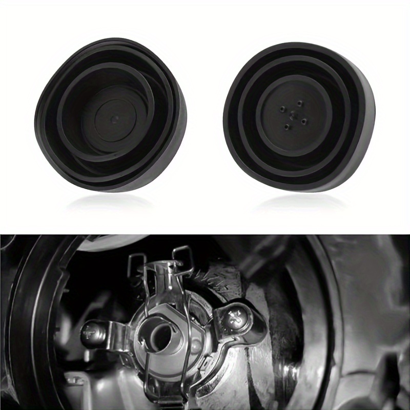 item picture set of 4 universal dust covers for car headlights featuring an extended rubber ring for waterproof sealing compatible with h7 bulbs and led extended rear caps