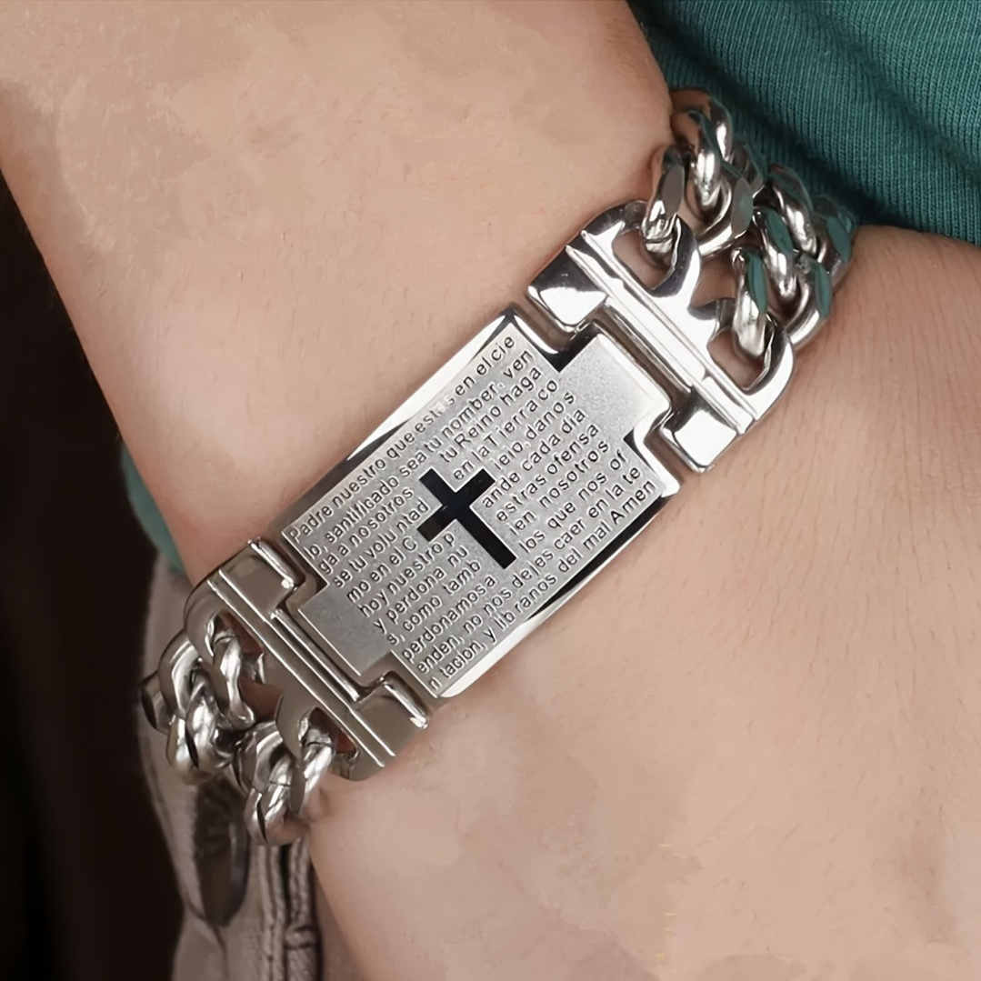 pulsera de hip-hop   para adolescentes,   de acero inoxidable de titanio,   para estilo punk, ideal como regalo de navidad para fiestas navideñas, para adolescentes 1