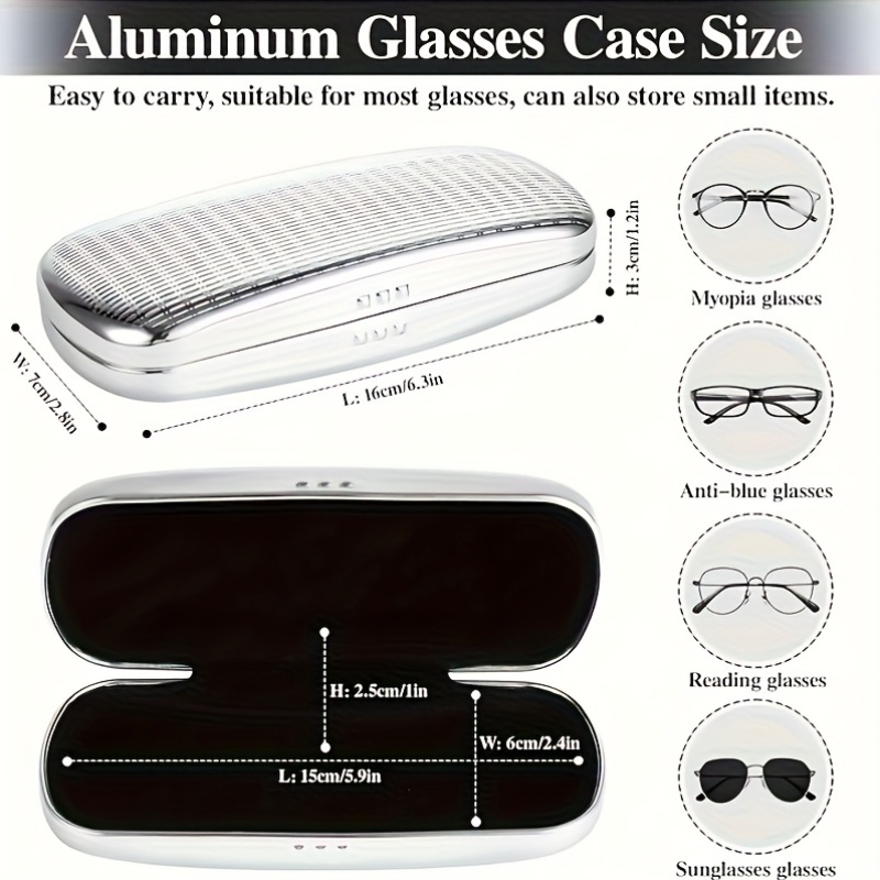 photo de l'article étui à lunettes en aluminium  , étui à lunettes portable en métal de luxe  , boîte de rangement haut de gamme anti-pression et anti-chute, ingéniosité artisanale,  
