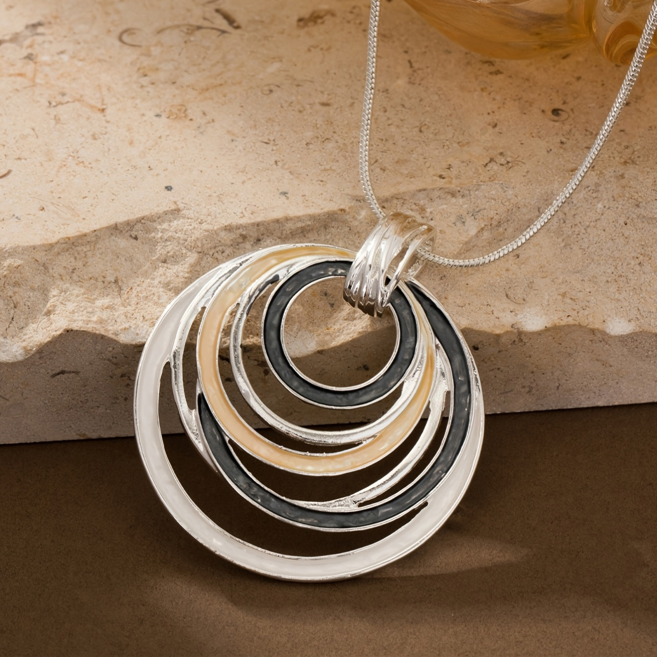 Vintage Boho Zinc Alloy Enamel Pendant Necklace