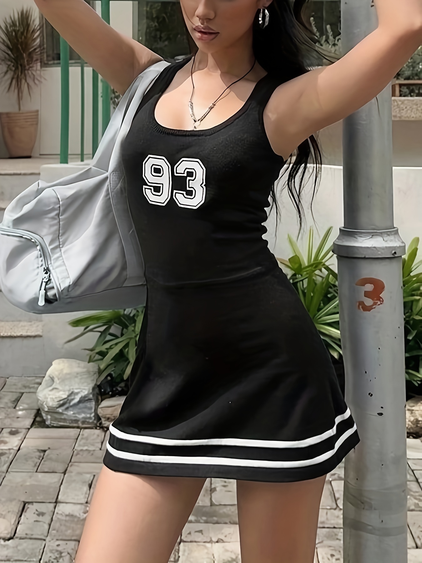 black square neck mini dress Valli Square Neck Mini Dress main image 0