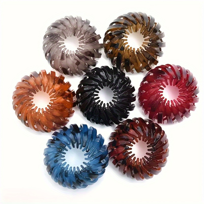 

7pcs Bird Nest Hair Clips Set, Women's Ponytail Holders, Simple Elegant Hair Accessories, Hair Updo Tools, Christmas, Round Shape, Plastic, Assorted Colors, For All Hair Types