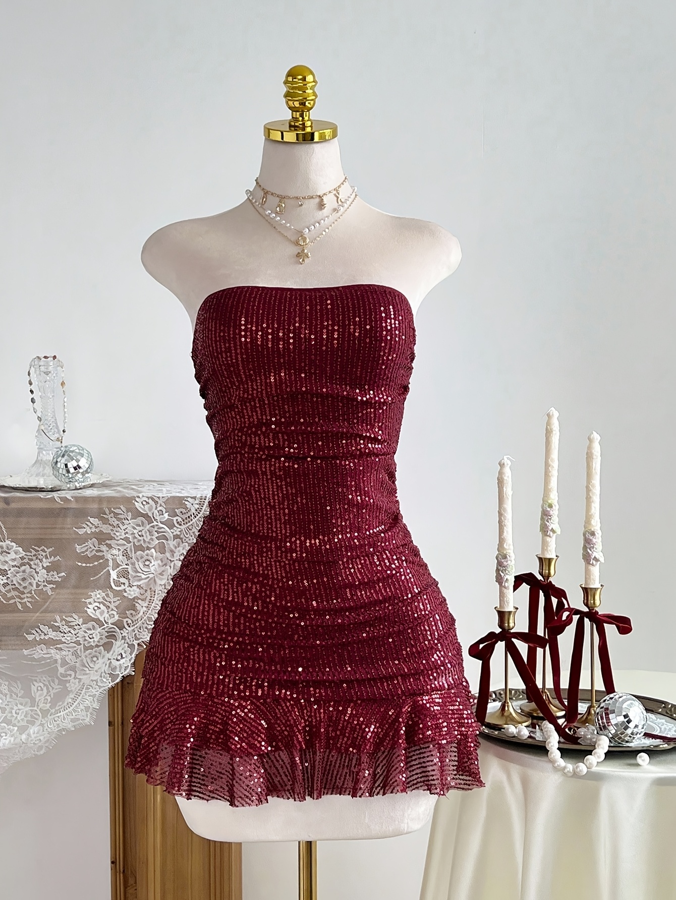 temu burgundy dress Burgundy Homecoming Dress 2023 Short Tight Plunging Neck Long Sleeves   AnnaCustomDress