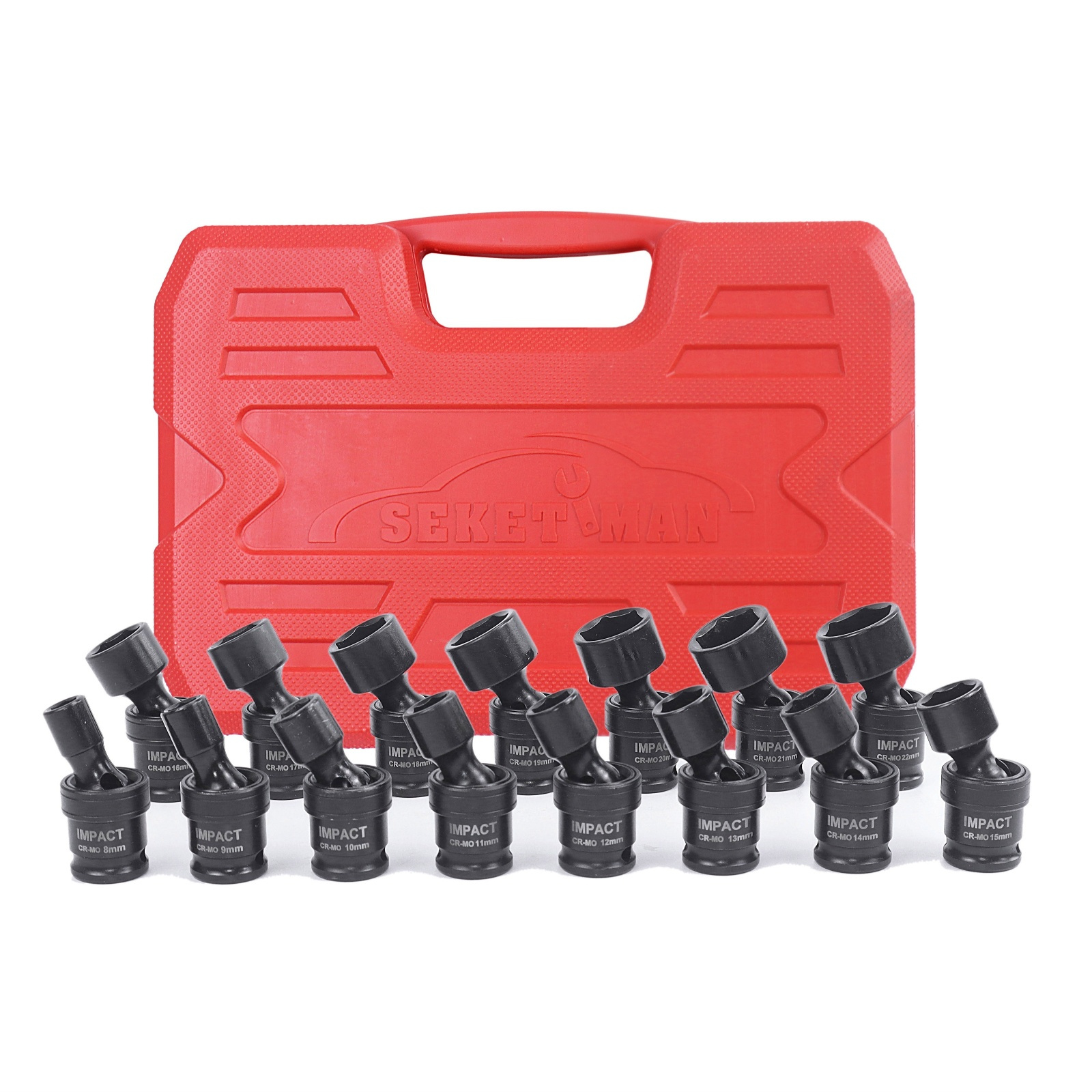 

15pcss 3/8-inch Driver Impact Universal Socket Set, 15pcs Swivel Socket Set, 6 Point, Metric, 8-22mm, Cr-, Wrench Set For Automotive And Diy Repairs