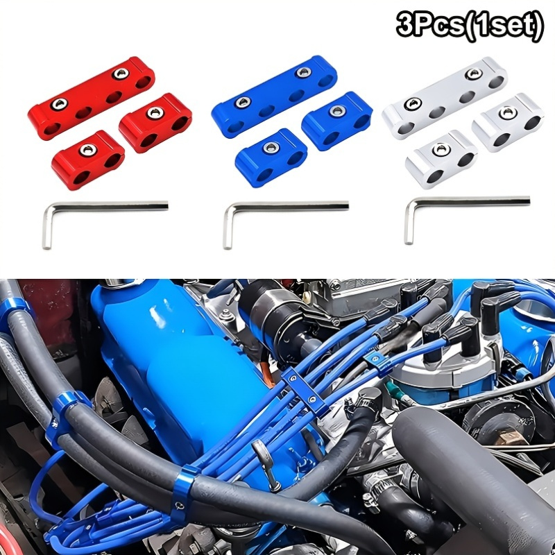 

3pcs Spark Plug Wire Clips Set, 7mm/8mm Diameter, Car Ignition Wiring Organizer, Personalized Tuning Harness Fixing Clips, Automotive Engine Tuning Accessories