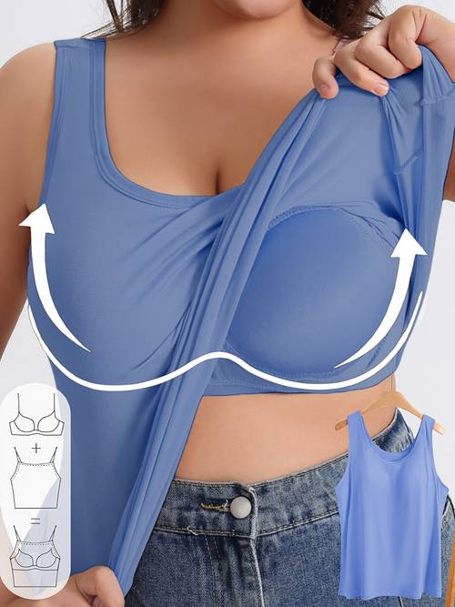plus size womens vest and bra 2 in underwear sports top friendly high elastic wide strap vest suitable for running exercise wear non removable chest pad plus size sports top