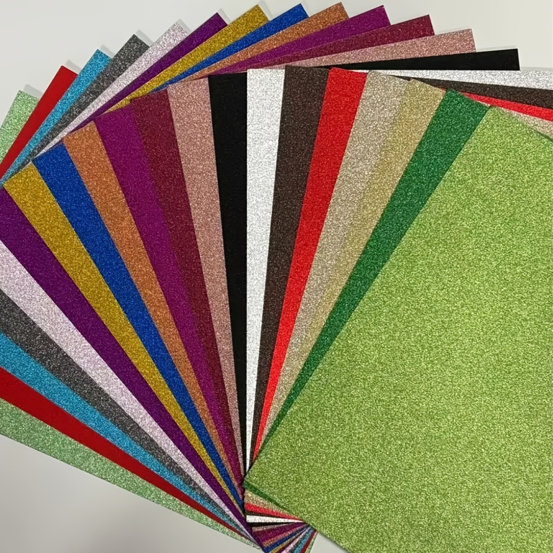 TEMU 17 Sheets Of Shiny Sequined Paper Set - A4/a5 Size Thick Cardstock, 17 Colors Of Metallic Glitter Texture, Suitable For Christmas, Valentine's