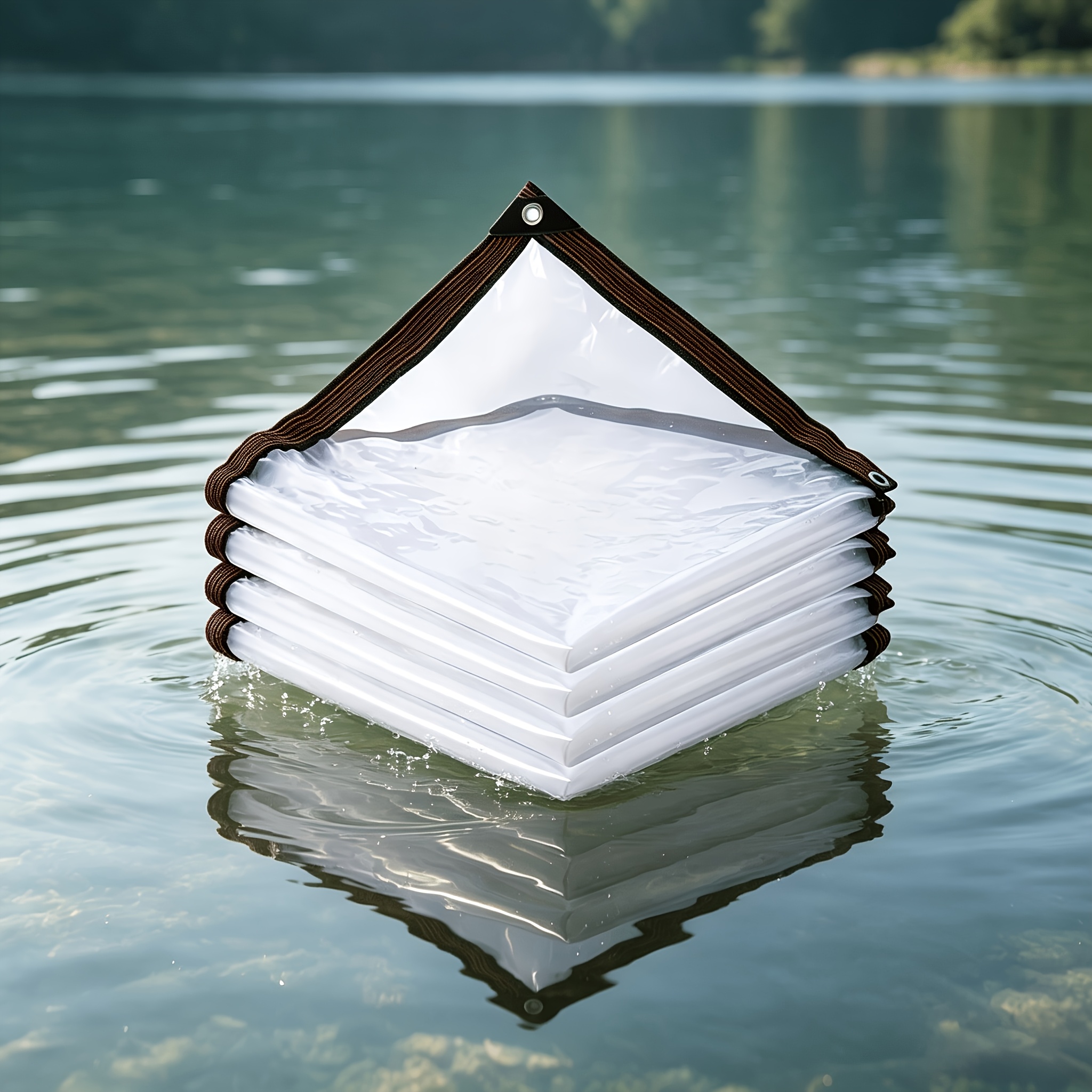 Image of Transparent Waterproof Tarpaulin, Rainproof Sheet With Reinforced Edges And Metal Grommets ( 0.61m Apart) - Ideal As A Rain Cover For Outdoor Camping And Gardens