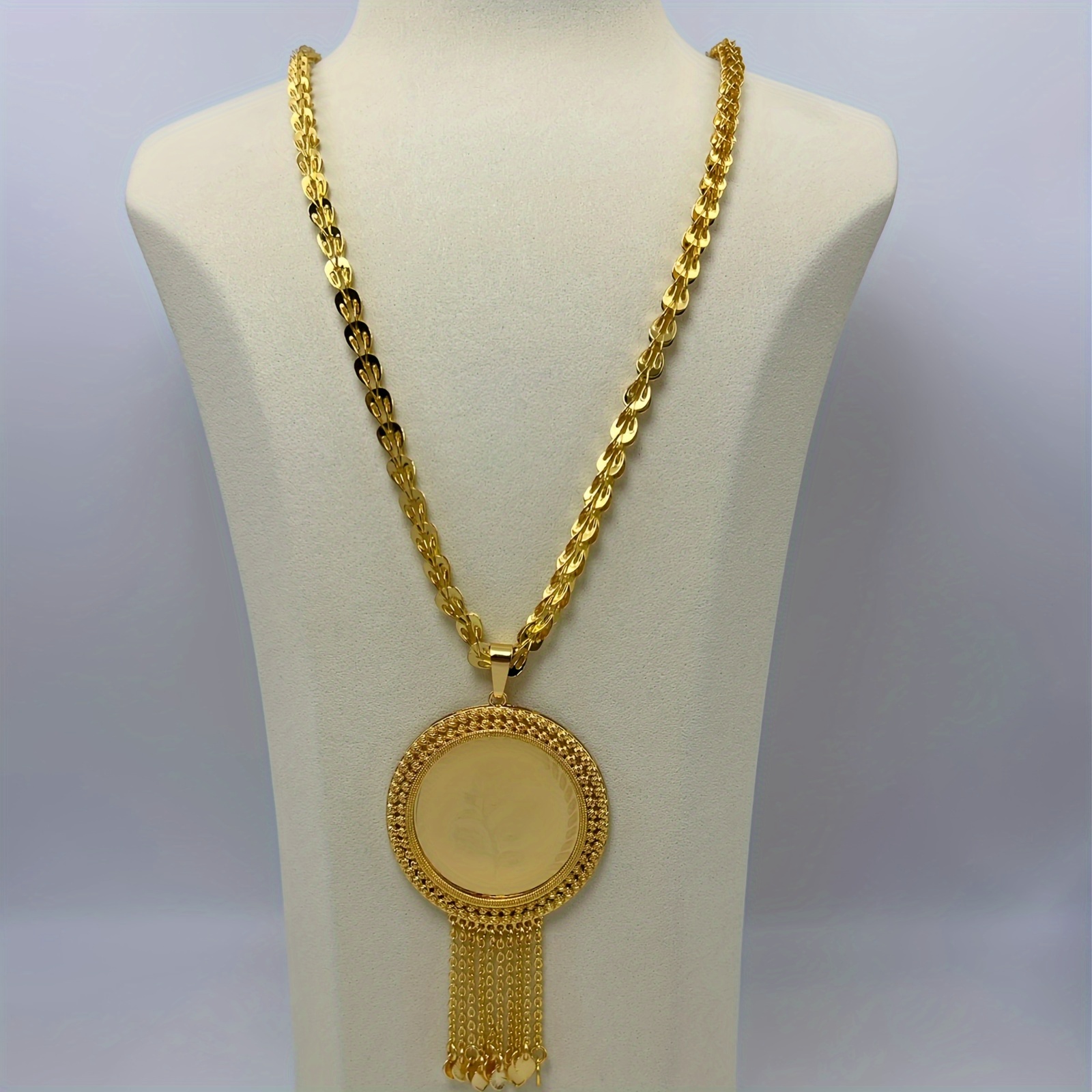 24K Plated Middle Eastern Ramadan Long Necklace for Women