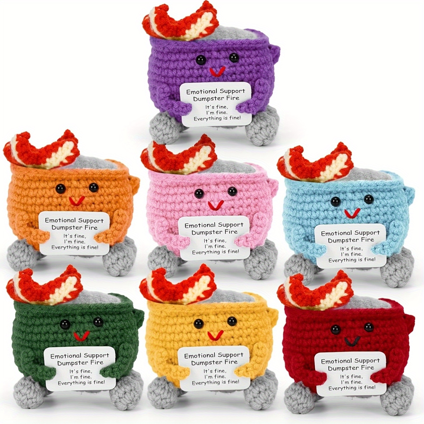 

1pc Handcrafted Crochet Emotional Support Animal Keychain With Encouragement Card, Polyester Fiber, Diy Craft Accessory & Gift For Crafters