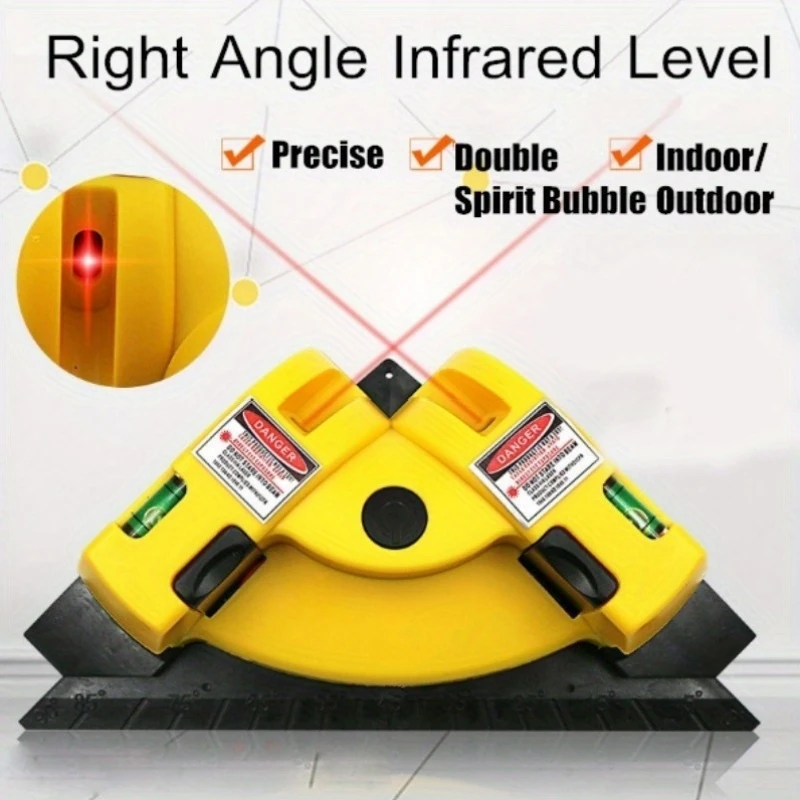 1pc promaster 90 degree laser level battery powered angle line gauge with aaa non rechargeable battery bubble vials included non portable laser measuring tool for accurate right angle measurement details 0
