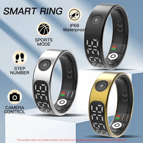 waterproof smart ring with fitness for steps distance compatible with iphone gesture camera control back to school ring stainless steel ring ring best for christmas thanksgiving