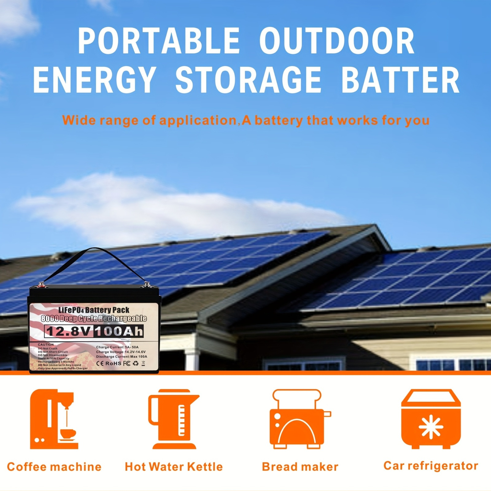 12v 100ah lifepo4 lithium battery featuring a 100a smart bms - Temu