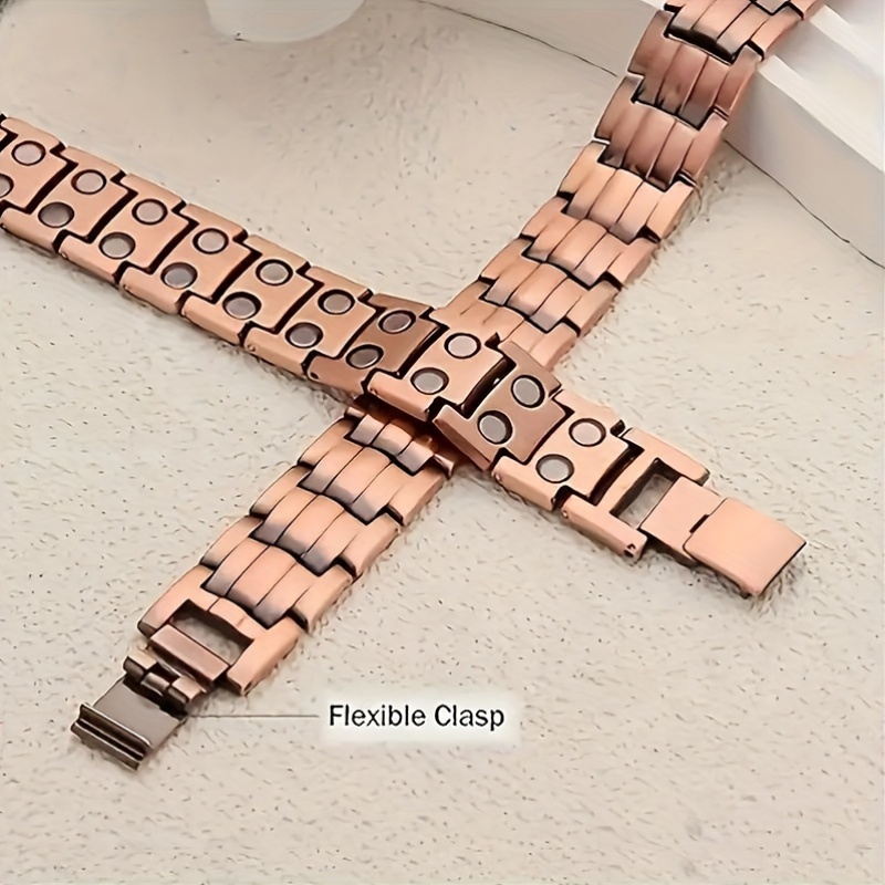 Women's Feraco Copper Adjustable Magnetic Bracelet with Turquoise