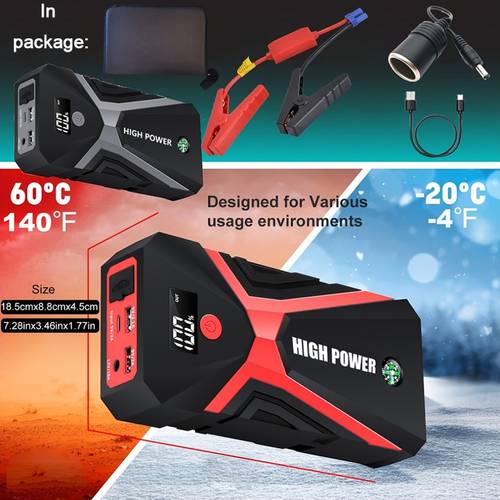 jump starter power pack 3000a car battery booster 12v portable car jump starter power to 8 0 or 6 0l diesel engine with qc3 0 dual usb leads and led flashlight