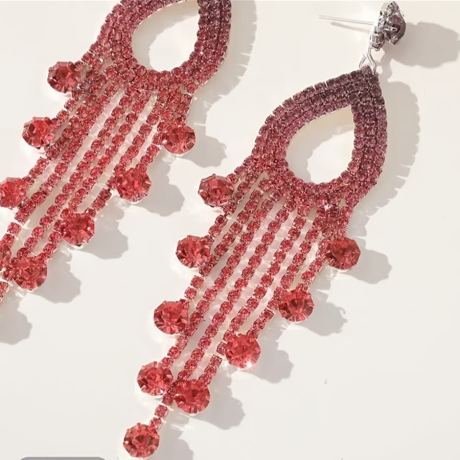 Long Tassel & Water Drop Outline Earrings, Fashion Statement