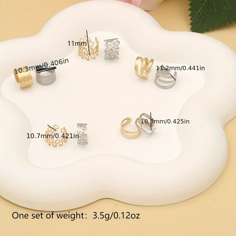 Mixed Metal Leaf & Branch Ear Cuff Set, Matte Finish, Variety Cuff Earrings