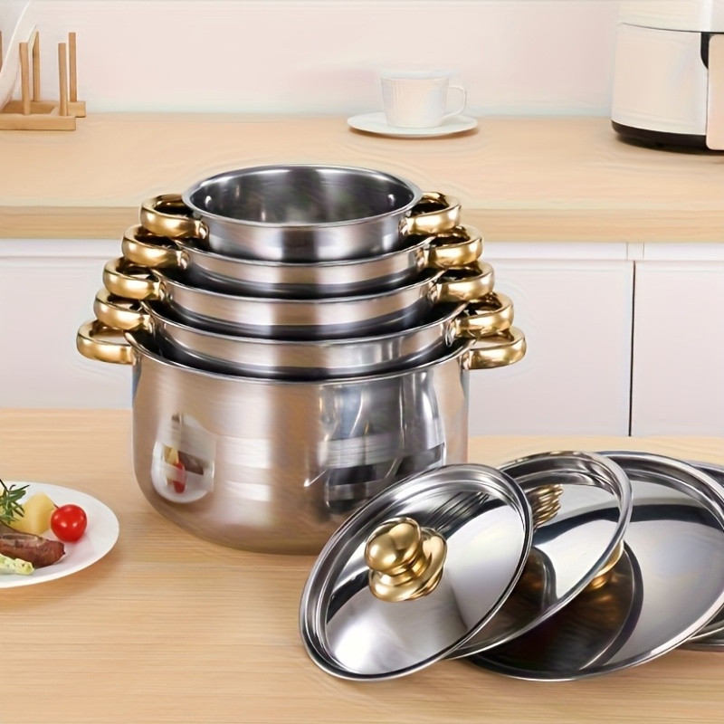 Stainless Steel Cookware Set, 10pcs (5 Pots + 5 Lids) Premium 410... product image 5
