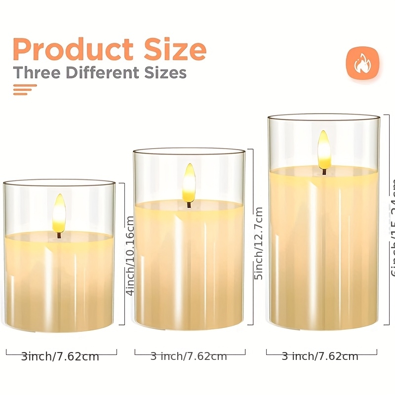 set of 3 realistic flickering flame led candles battery operated flameless candles featuring 3d flame effect   christmas home weddings birthdays and romantic ambiance decoration aaa batteries not included flameless candles Product details 1