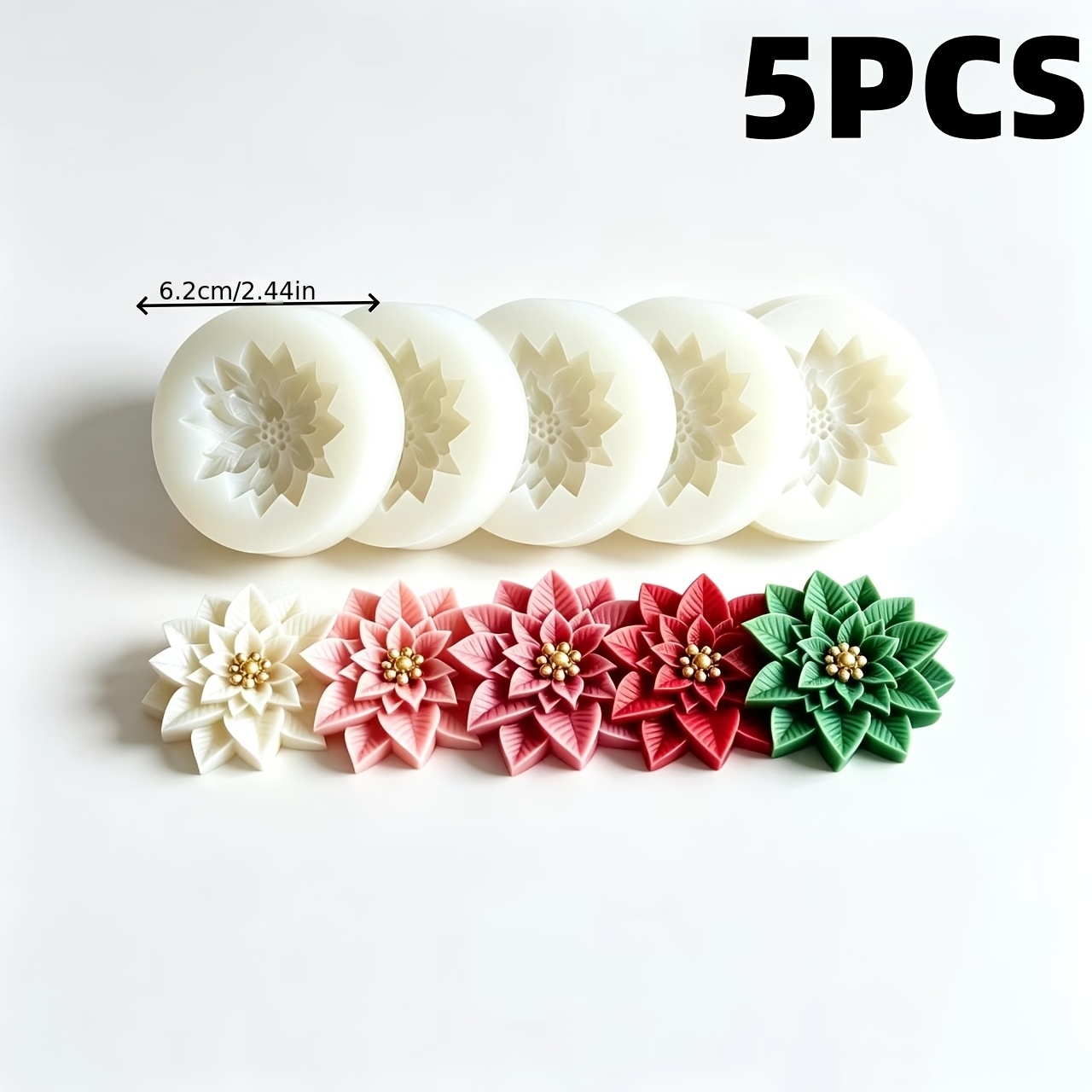 TEMU 5 stampi in silicone a forma di stella di Natale, stampi in resina a forma di foglia di , candele e gesso, artigianato, decorazioni natalizie,