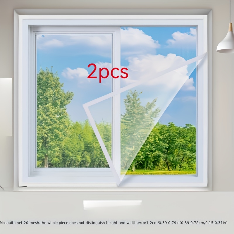 Image of 2pcs Home Net Window Screens, Ventilated Thickened Mesh, Anti-, Dustproof And Invisible Net Windows, With Hooks And Rings For And Removal