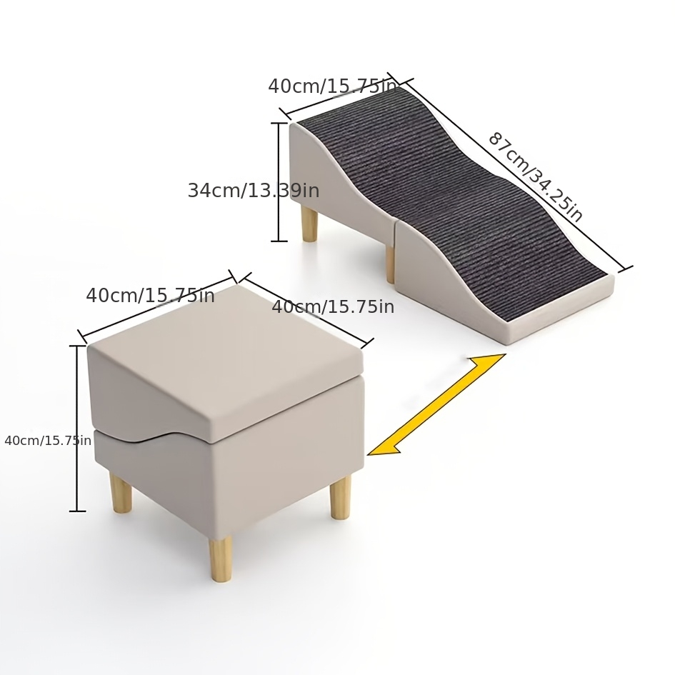 TEMU Dog Pet Stairs For Getting The Bed, Small Dog Bedside Ramp, Sofa Stool Climbing Ladder, Steps, Foldable