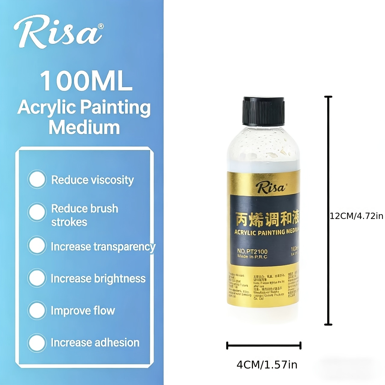 [ Professional Artistic Uses ]1pcs- (100ml/3.4oz) High-quality Acrylic Special Blend Diluent, , Rich , Retains Of The Pigments, Durable Material, Suitable For Painting Enthusiasts, Adult Painting