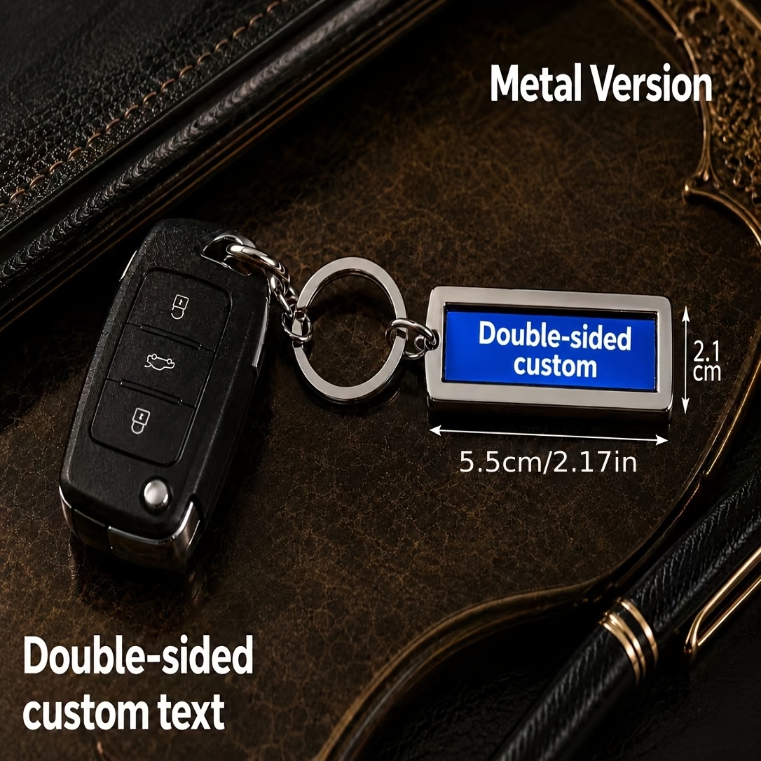 TEMU Custom Double-sided Engraved Metal Texture Rhinestone Keychain, Diy Personalized Name Text Phone Number Anti-lost Tag Dog Tag, Fade-proof Luxury