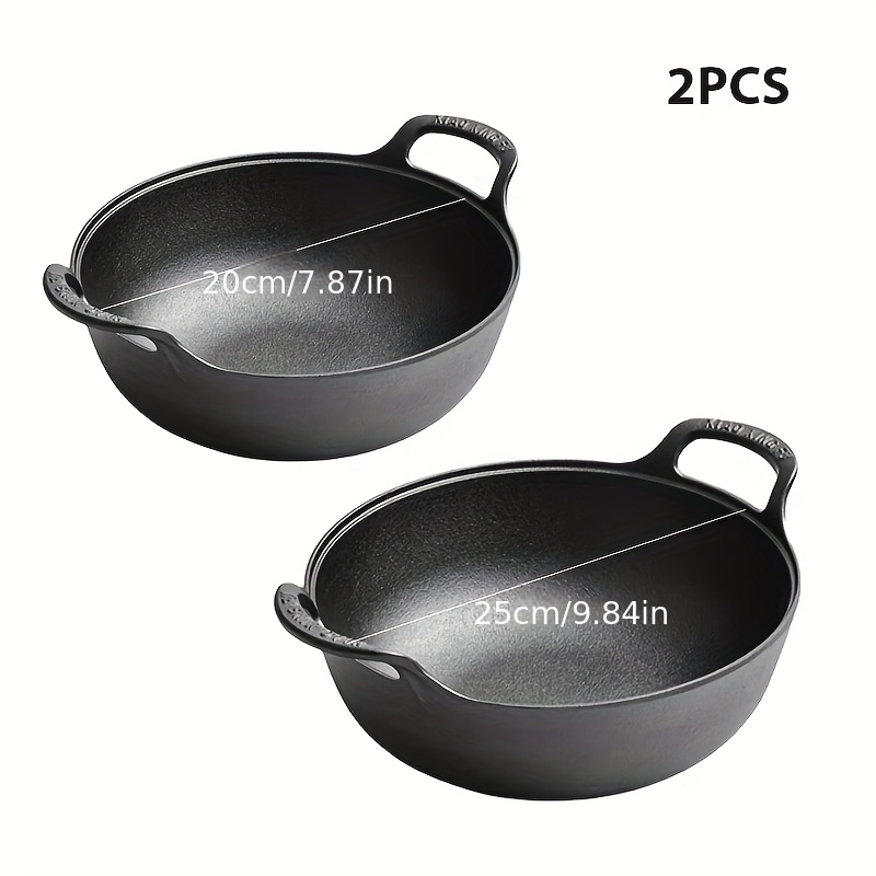 Image of 1pc/2pcs Cast Iron Soup Pot - 20cm Or 25cm, Pots Set, Safe Cookware With Handles For Kitchen Cooking, Suitable For Indoor & Outdoor Use, Kitchen Accessorie