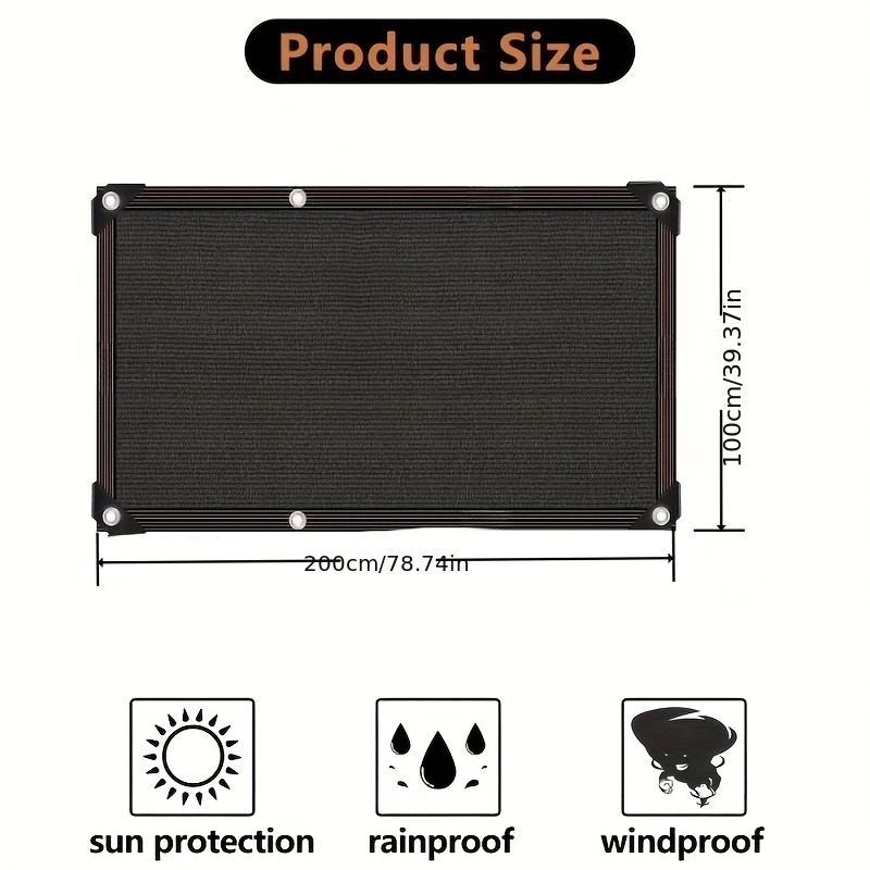 This Black Sunshade Fabric For Outdoor Rv 90% Shading And With An Installation Lanyard. Made From Uv-resistant, High-density Material, Durable And Protective