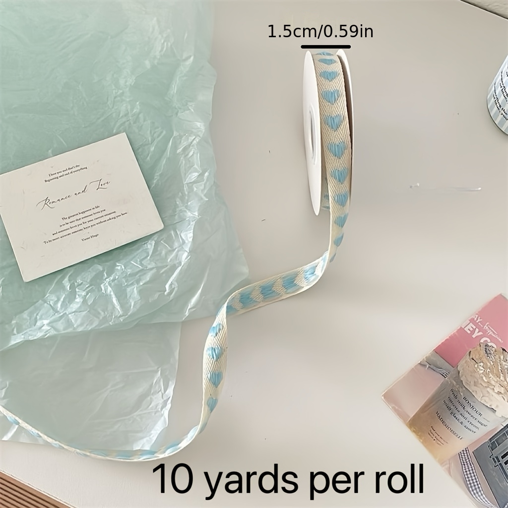 Boyfriend Style Blue Embroidered For Weddings, Christmas, Fabric Woven Ribbon, Gift Wrapping Bow Decorative Cord, Gift Tie