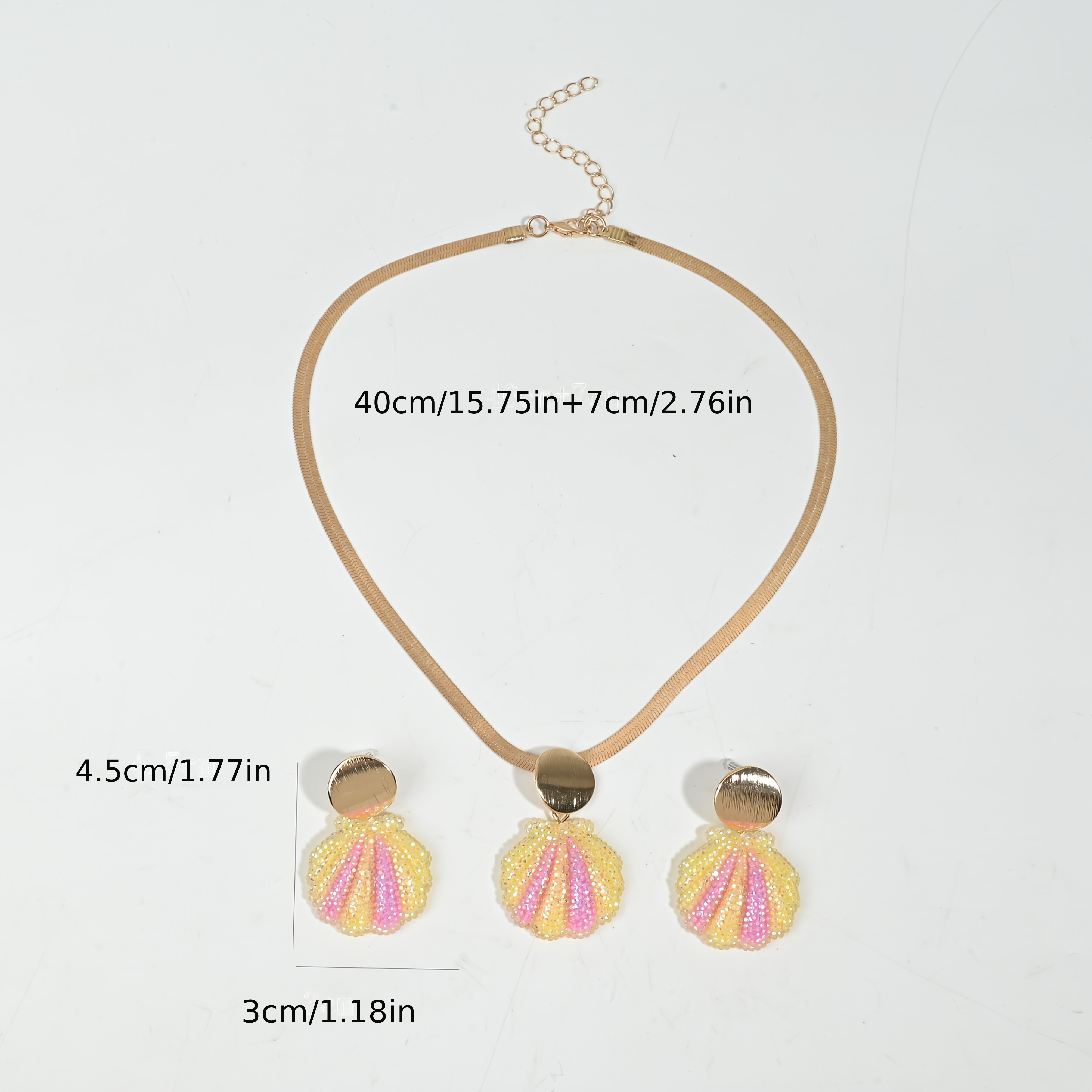 Cute Gradient Sequined Shell Jewelry Set, Snake-Shaped Design
