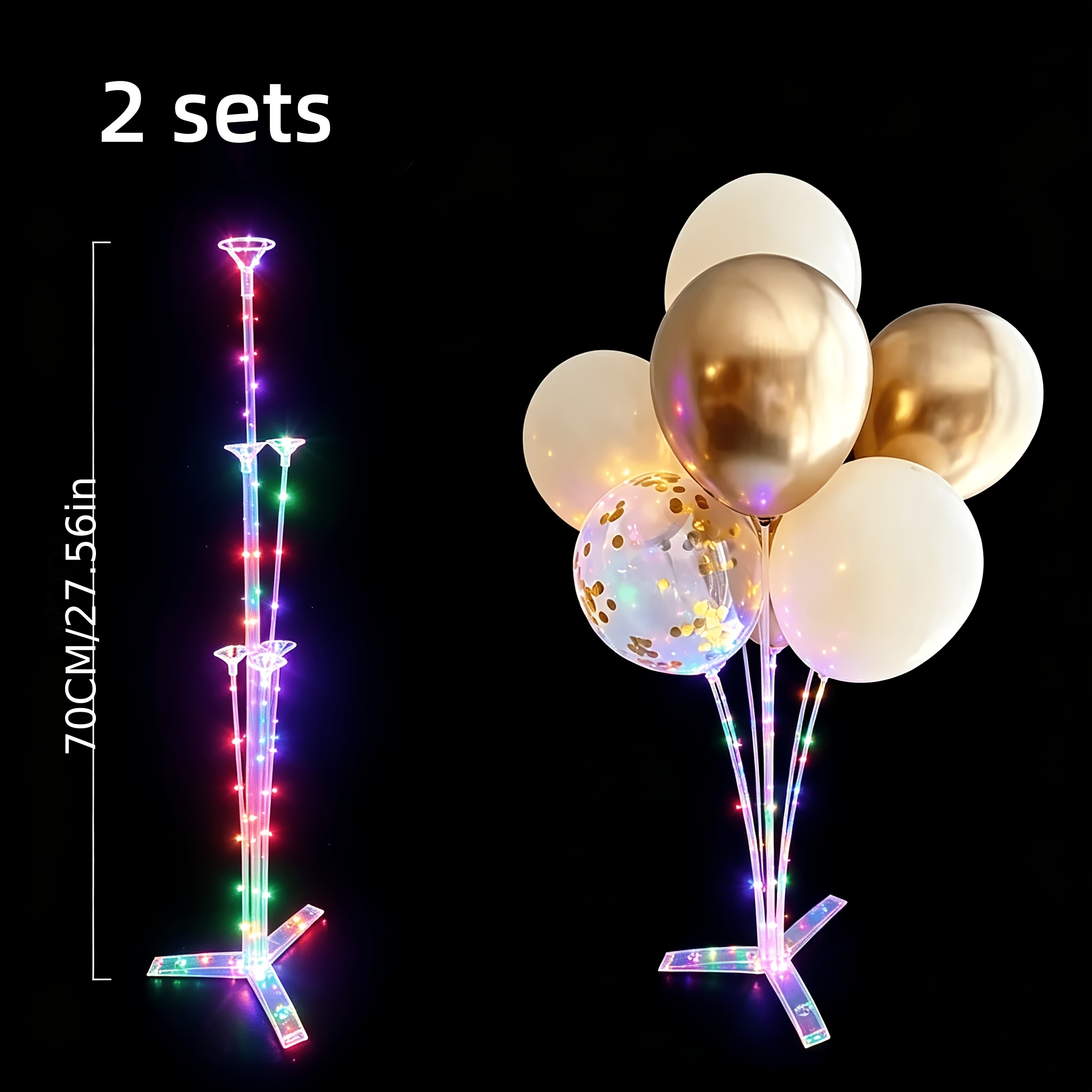 TEMU Kit supporto per palloncini a LED da 1/2 set con luci , set colonna per palloncini da 27,5 pollici (palloncini non inclusi, senza batterie),