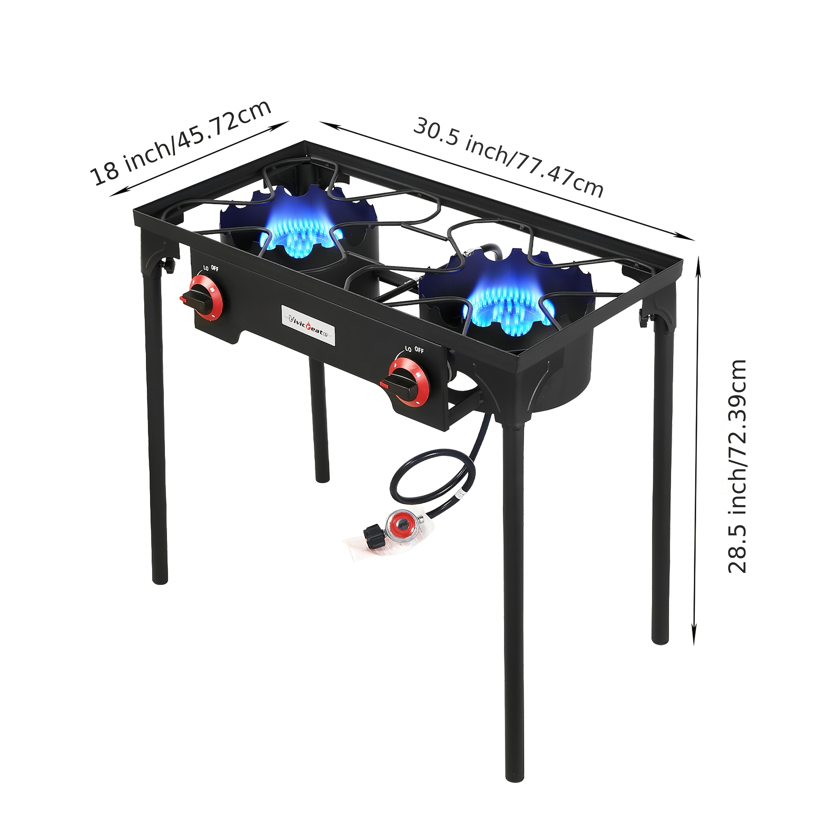 TEMU Outdoor Propane Gas Stove With 2 Burners, 150, 000 Btu, Designed For High-pressure The Backyard, Suitable For Camping, Home Brewing, Canning, And Frying Turkeys, Includes Psi Regulator