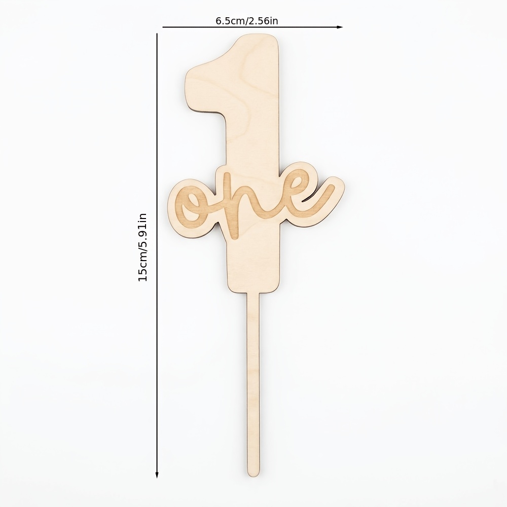 Image of 1pc 1st 1 Birthday Wooden Cake Topper - Engraving 1 Wooden Decoration For 1st, 1 Birthday Cake Decoration Party Decoration Party Supplies,halloween, Christmas
