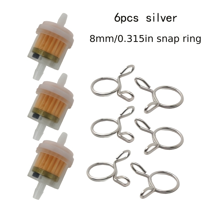 TEMU New 9pcs Universal Gasoline Fuel Filter Kit, Including 3 Filter Elements And 6 Fuel Line Clamps, Suitable For Motorcycles And Fuel-powered