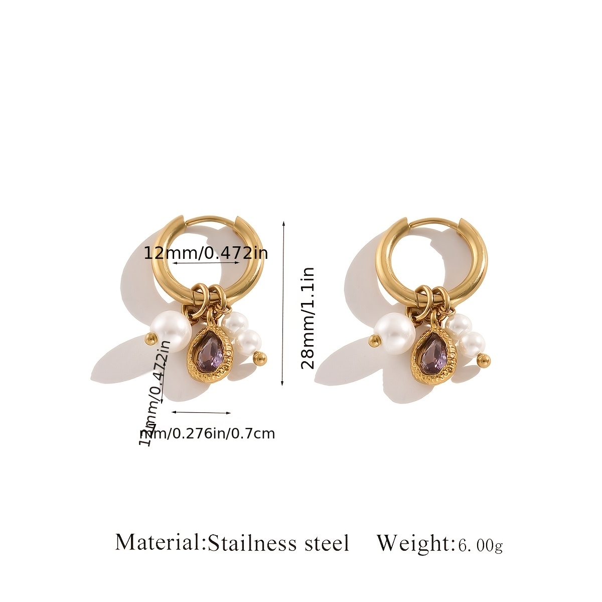 TEMU A Pair Of Stainless Steel Earrings, High-end Teardrop Jewelry, Handmade Hoop Earrings Suitable For Daily Wear