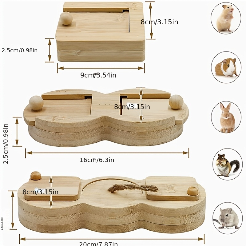 3 Interactive Wooden Rabbit Toys for Small Animals
