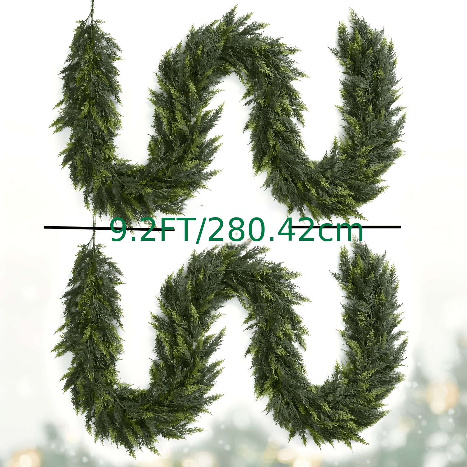 TEMU 6.2/9.2 Ft Christmas Cedar Garland, Real Touch Christmas Garlands, Pine Garland, Xmas Artificial Greenery Garland For Fireplace Mantel Staircase