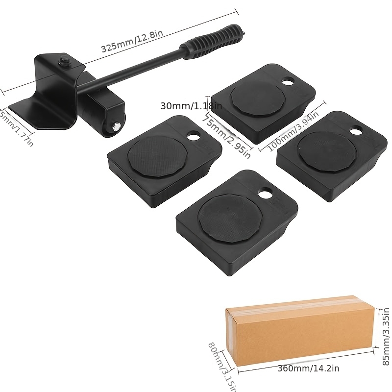 TEMU Ensemble d'outils de déplacement de meubles 5 pièces, et coussin de déplacement de meubles , chariot de meubles lourds, adapté aux canapés,