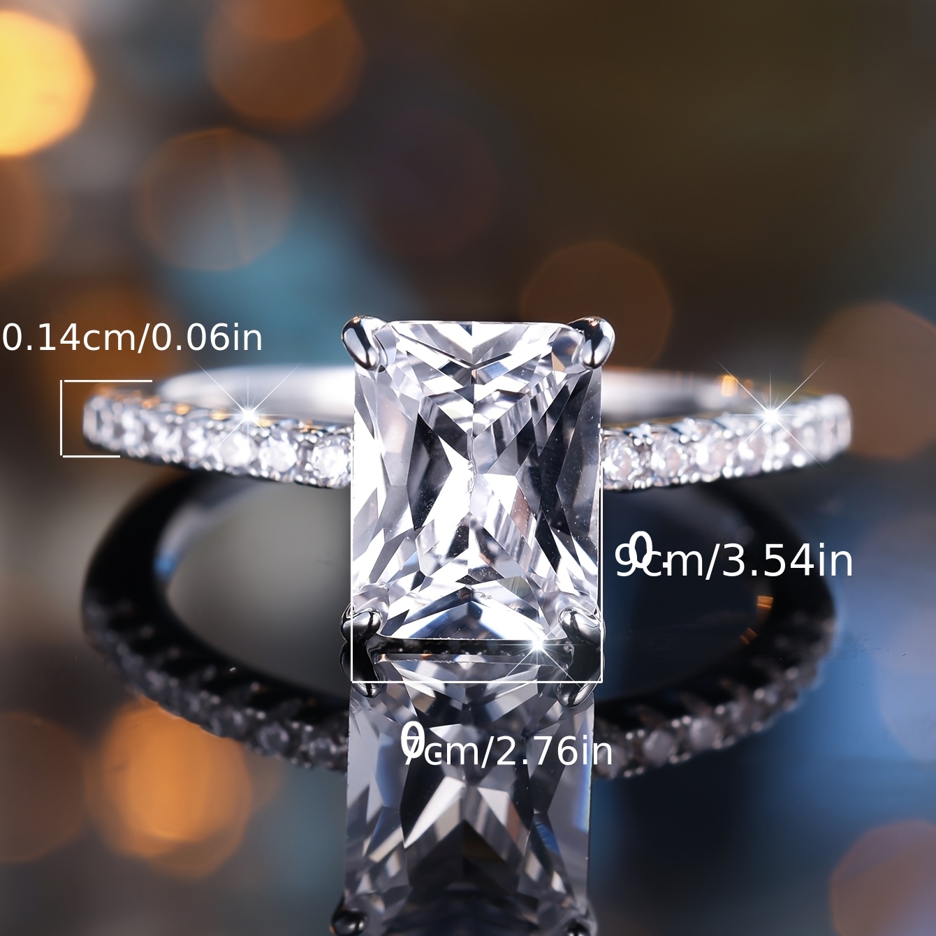 Women's Classic Rectangular Synthetic Zirconia Ring