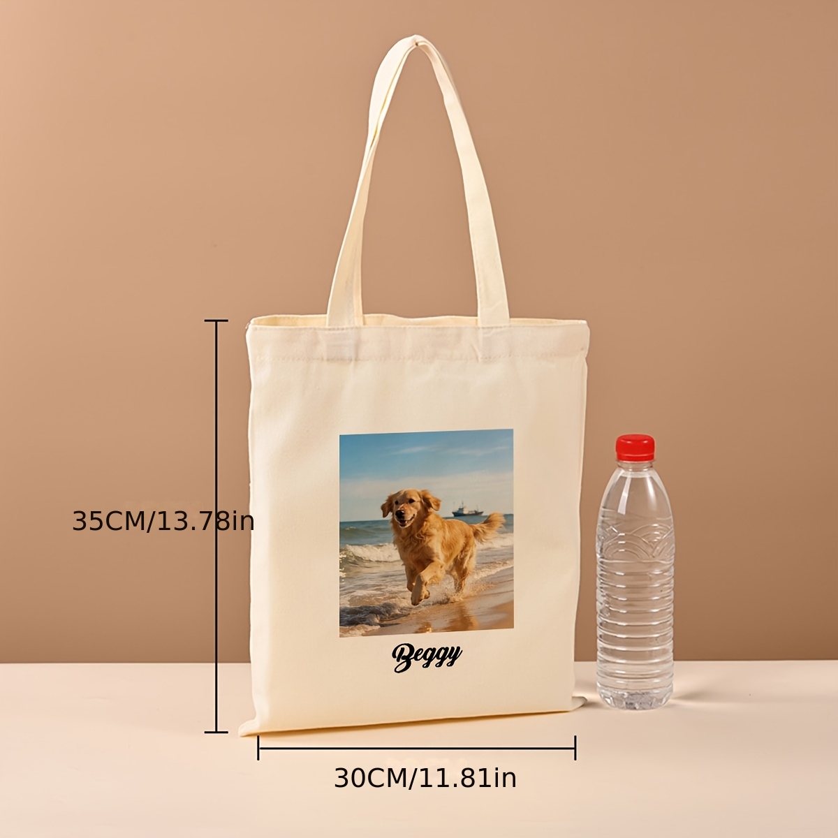 TEMU 1 de una bolsa de almacenamiento de lona personalizada, una bolsa tote versátil que se puede personalizar con texto e imágenes, ideal para