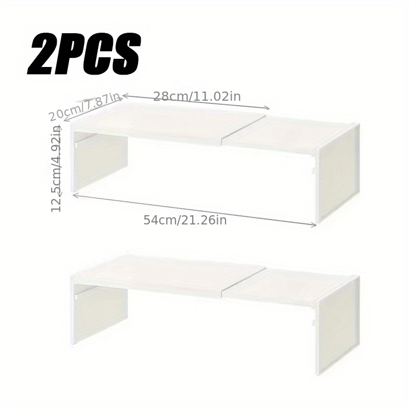 Image of 2pcs Stretchable Cabinet Shelf Kitchen Cupboard Separated Storage Rack Countertop Organizer Spice Organizer Shelf , Utility Racks