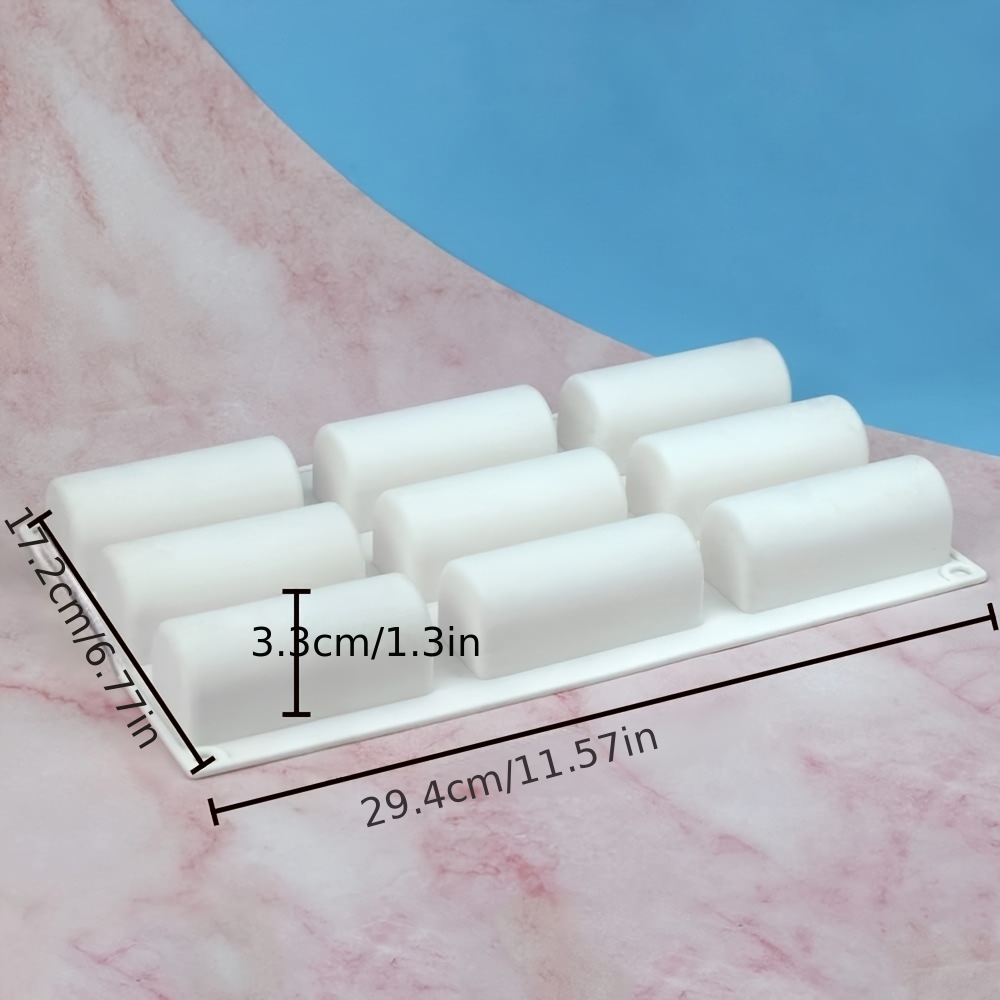 TEMU Moule en silicone, 9 compartiments, long et cylindrique, ustensiles de cuisine , facile à démouler, idéal pour français, des crèmes glacées, des